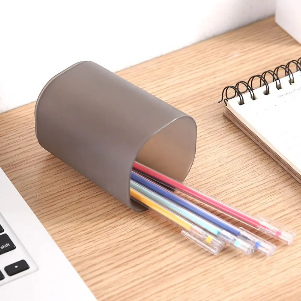 New PP Pen Container Transparent Multifunctional Desktop Storage Box Frosted Stationery Supplies Pen Box