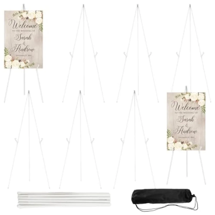 

8PCS White Easel Stand for Wedding Sign Stand 65 Inch Adjustable Metal Easels for Display Portable Folding Easel for Wedding Di