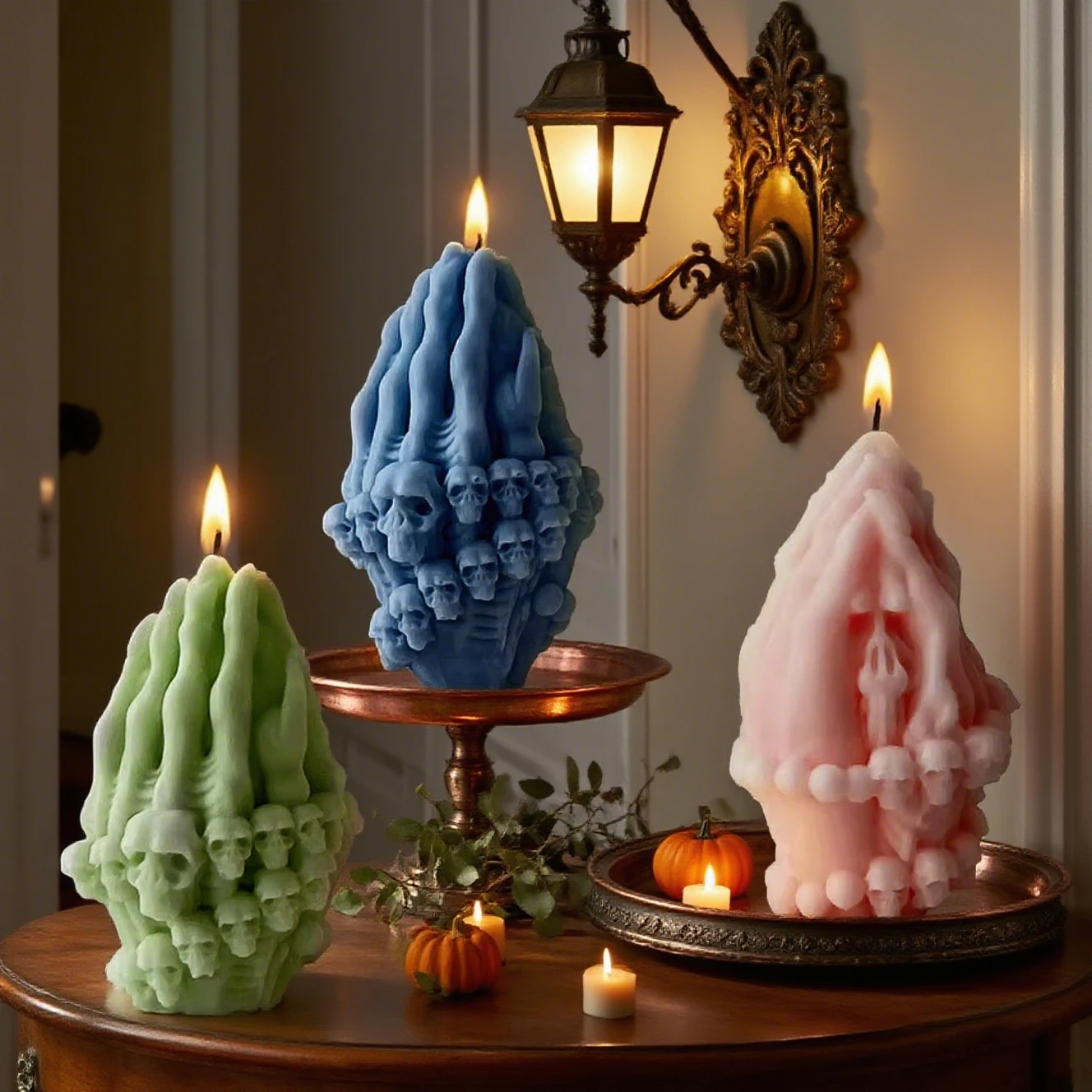 Halloween Skull Candle Mold DIY 3D Hand Gesture Silicone Mold for Wax Soap Aroma Craft Home Decor Gift Spooky Decorations