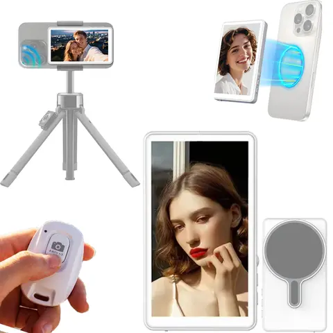 Magnetic Phone Selfie Screen Monitor Bluetooth Remote Selfie Rear Camera Vlog Live Stream Video Recording for iPhone Android