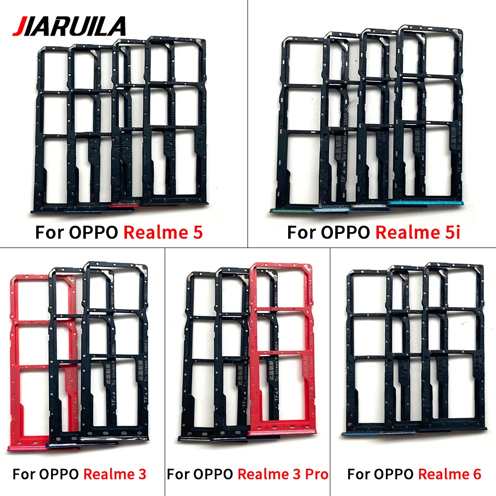 10 Pcs For Oppo Realme 6 5i 5 3 Pro SIM Card Tray Dual Nano Sim Card Tray Card Reader Holder Slot Replacement Parts