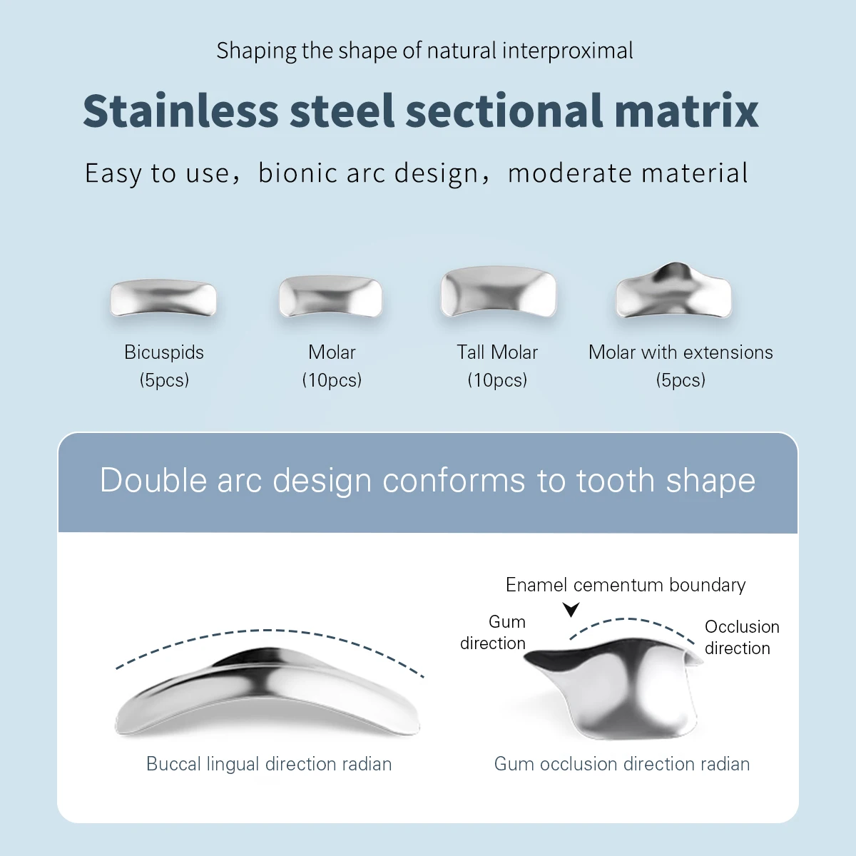 AZDENT Matrix Bands Clamp Sectional Contoured Matrix System Metal Matrices Clamping Rings Narzędzia dentystyczne