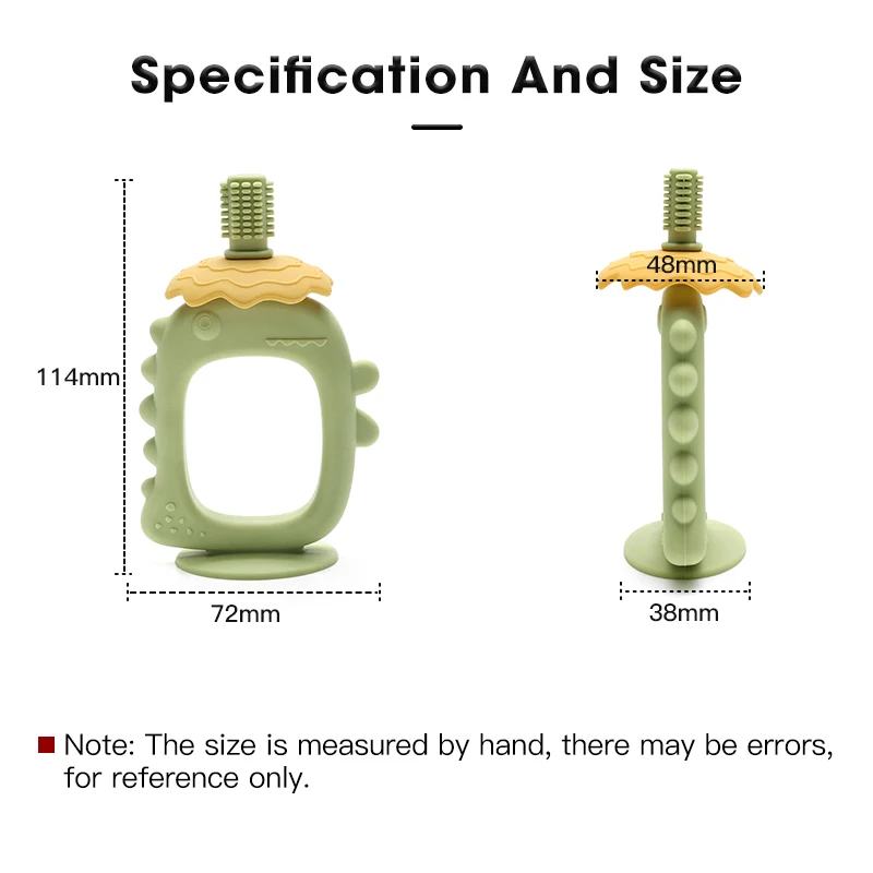 Baby Dinosaur Silicone Teething Toy Toothbrush BPA Free Easy to Hold Infant Chewing Toys for Boys Girls Gifts Babies Accessories