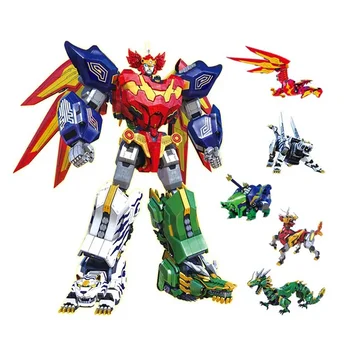 2022 New Kids Toys Gifts 5 in 1 Assembly Dinozords Transformation Ranger Megazord Robot Action Figures Children's Toys Gifts