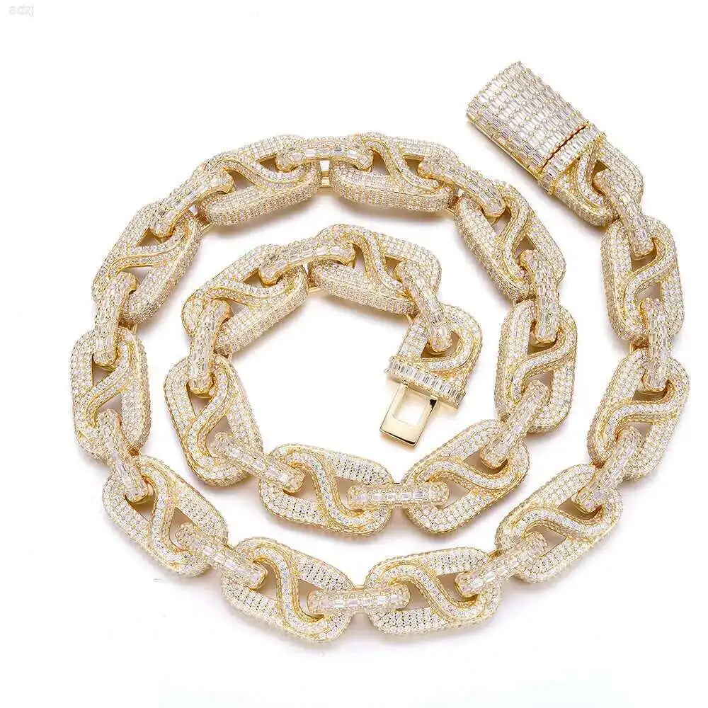 

Brass Pass Diamond Tester Gra Moissanite Baguette Diamond Solid Silver Zircon Cuban Link Chains