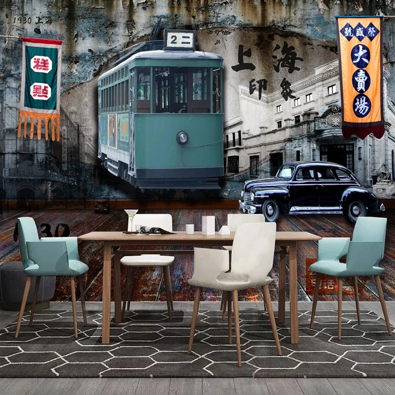 

Custom Murals Vintage Street Car Oil Painting Fresco Backdrop Bedroom Living Room TV Wall Papers Home Decor Papel De Parede 3D