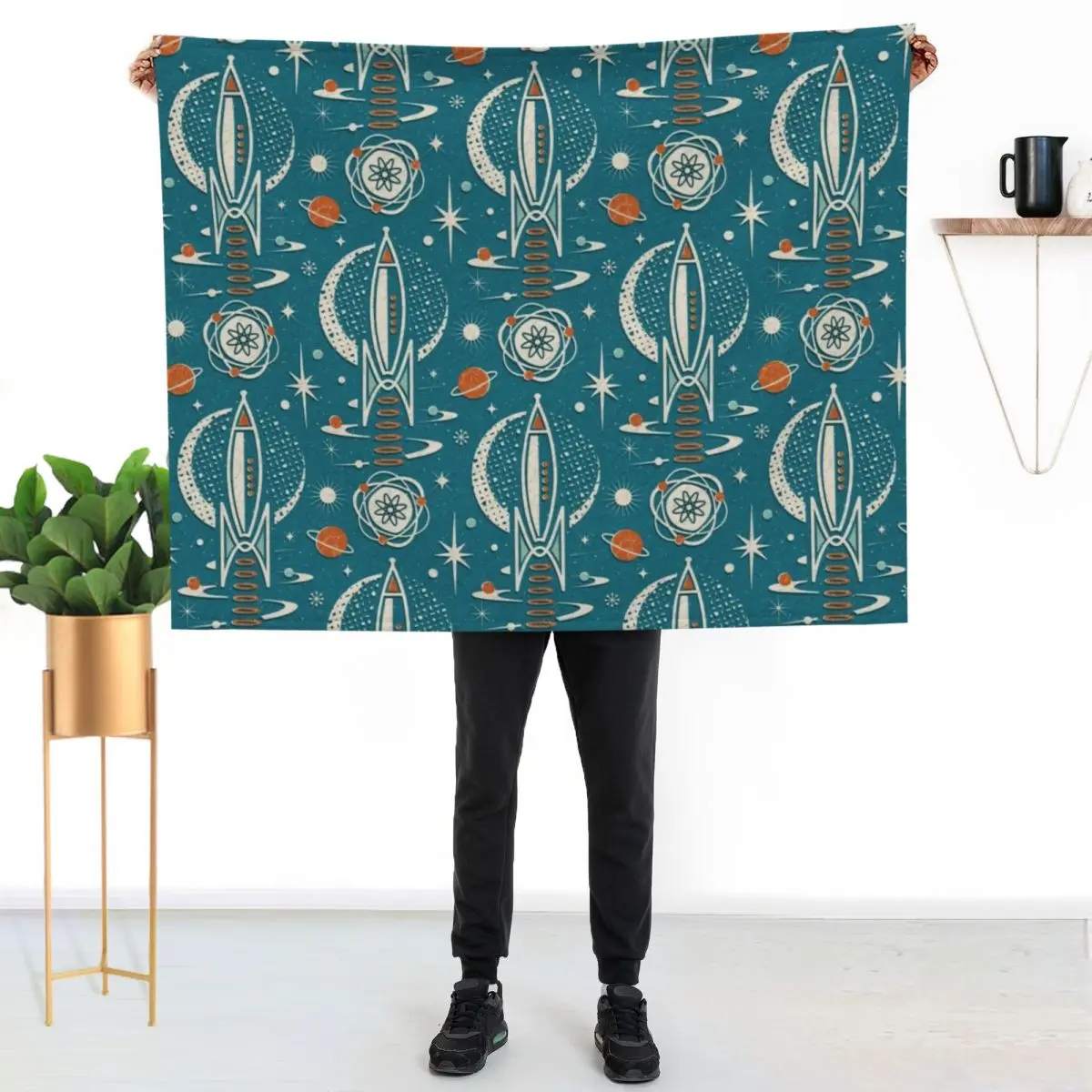 Exploración espacial de la era atómica, manta decorativa de studioxtine, manta acogedora para el hogar, regalo para las vacaciones de Navidad