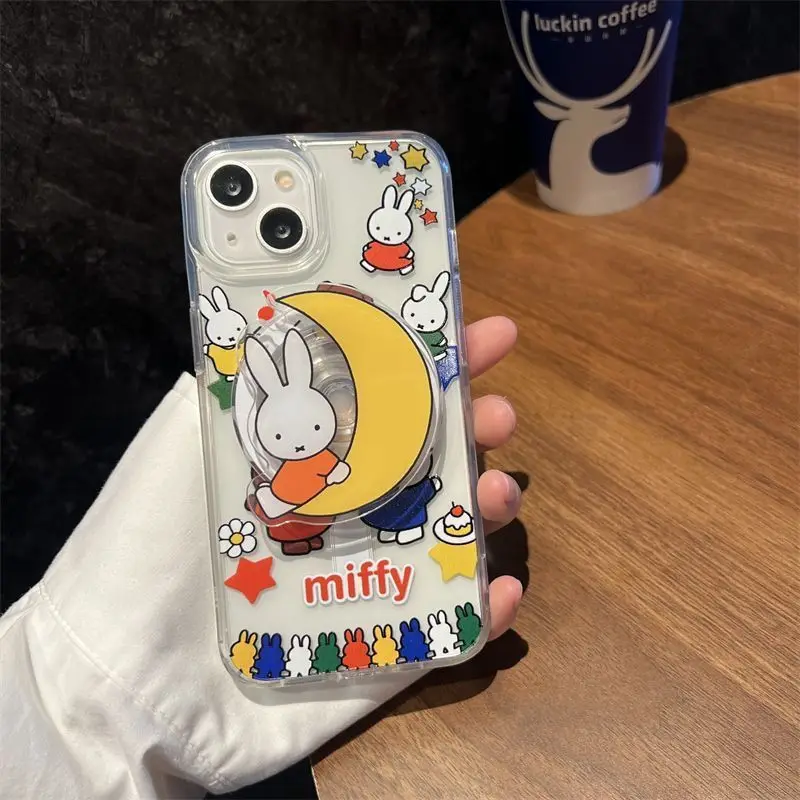 Kawaii Miffy Magnetischer Halter Geeignet für MagSafe Ausziehbarer Handyhalter Geschenk-Spielzeug für Mädchen – Detail 4