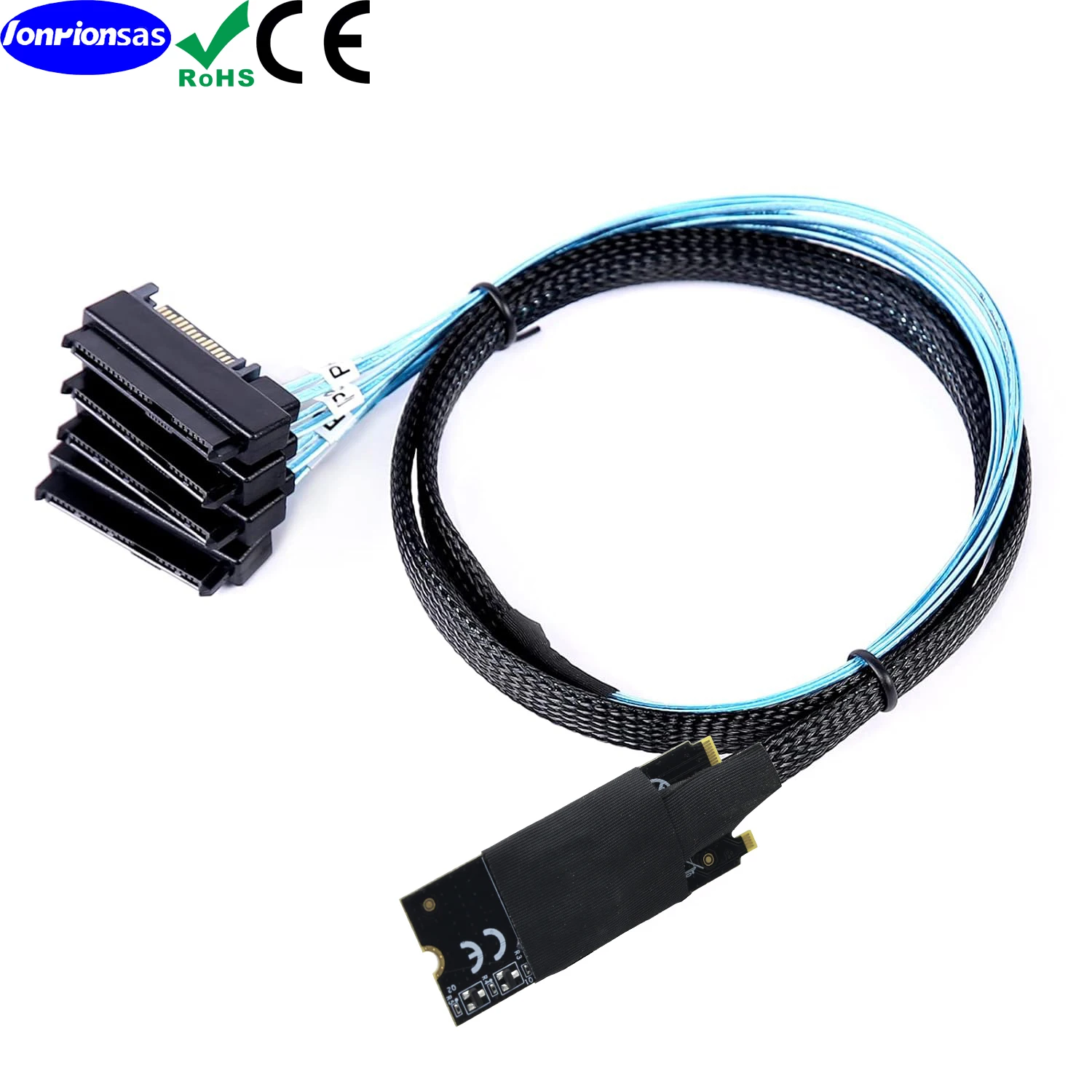 M.2 SFF-8643 to 4X SAS SFF-8482 2 in 1 NVME PCIe SSD Adapter & Cable for Mainboard Intel SSD 750 p3600 p3700