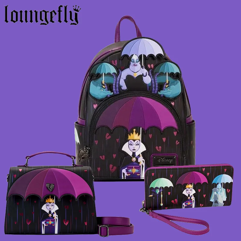 

3pcs Disney Villains Scenes Ursula Crystal Ball Flap Mini Backpack Shoulder Bag Wallet