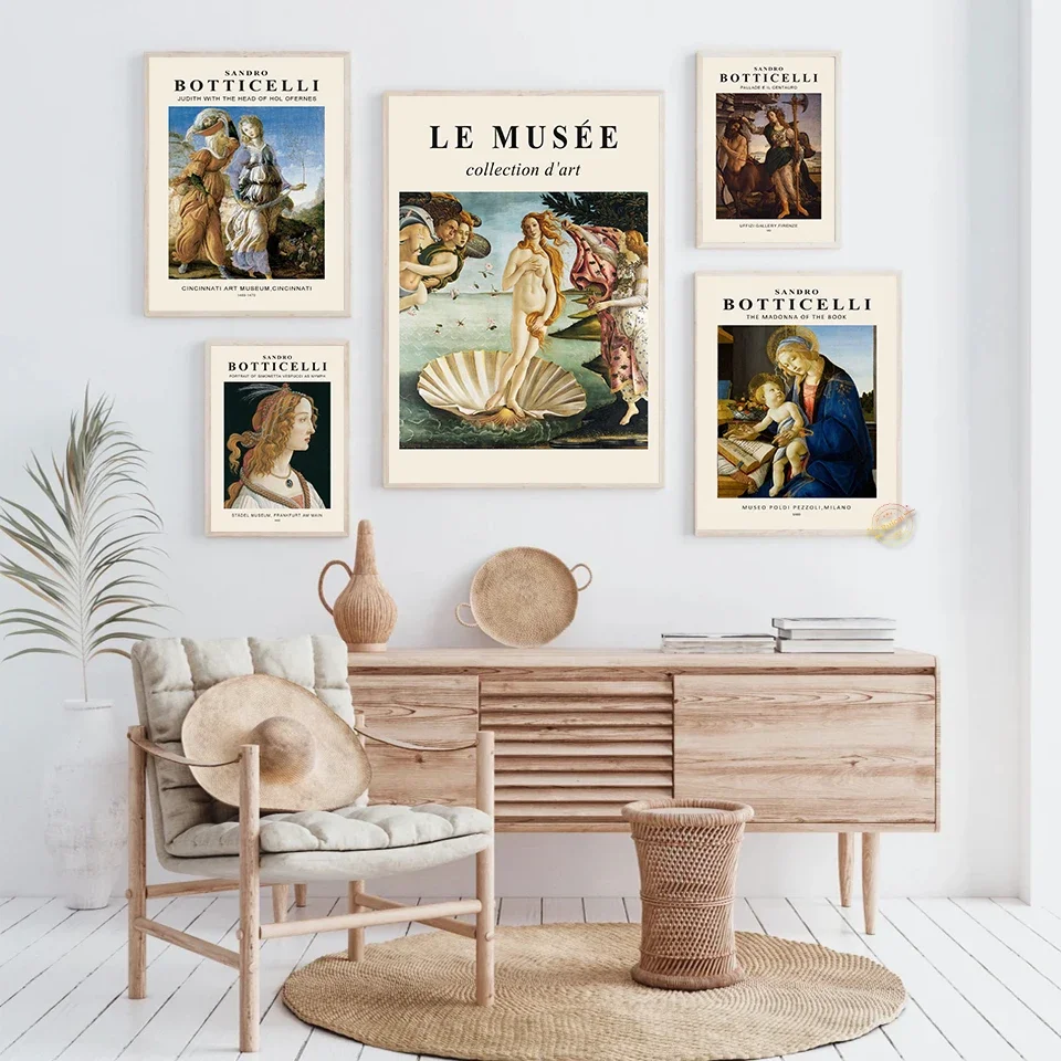 Sandro Botticelli Poster Portrait of Venus Wall Art Canvas Painting Sexy Nude Picture For Living Room Home Decoration Gift