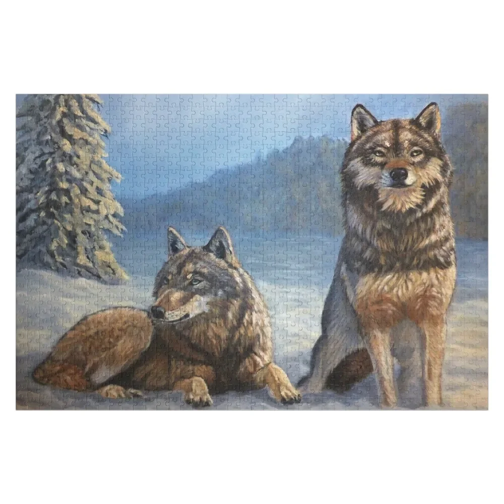 

Wolves in the Snow Jigsaw Puzzle Custom Wooden Name Customs With Photo Wooden Jigsaws For Adults Puzzle