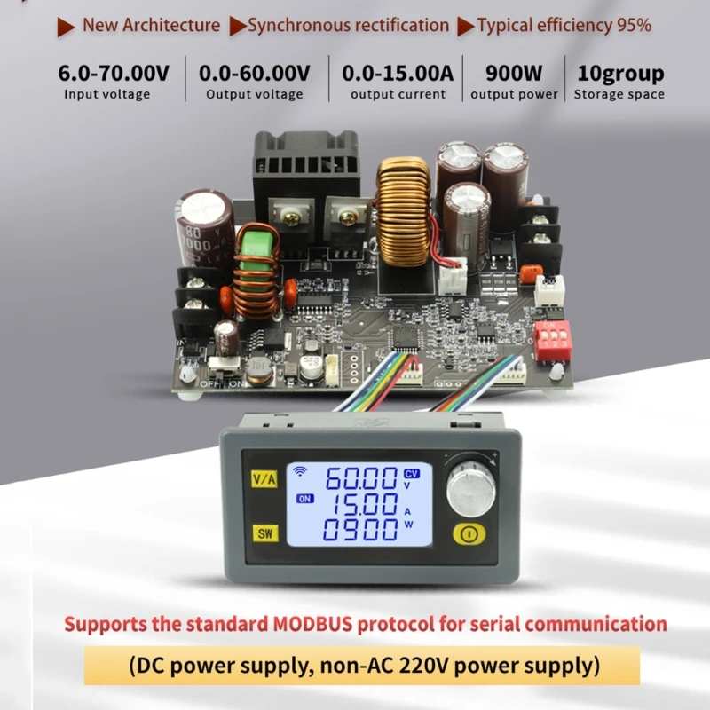 모듈, 조정 가능한 컨버터 스텝 다운 전압 조정기, LCD 전원 공급 장치, 드롭 배송, 6-70V ~ 0-60V, 15A