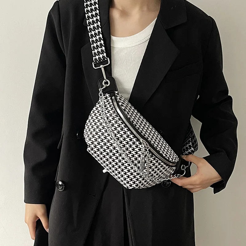 

New Women Chain Waist Bag Luxury Designer Chest Pack Quality PU Leather Fanny Pack Phone Purse Female Shoulder Crossbody Bag