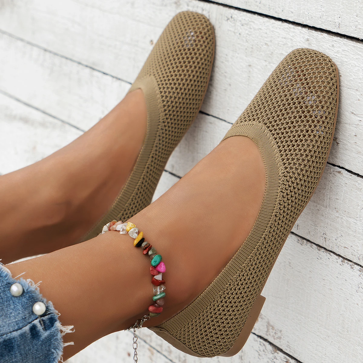 Nova malha tricô mocassins sapatos femininos apartamentos sapatos esportivos tênis casuais verão moda nova caminhada correndo aconchegante zapatos muje