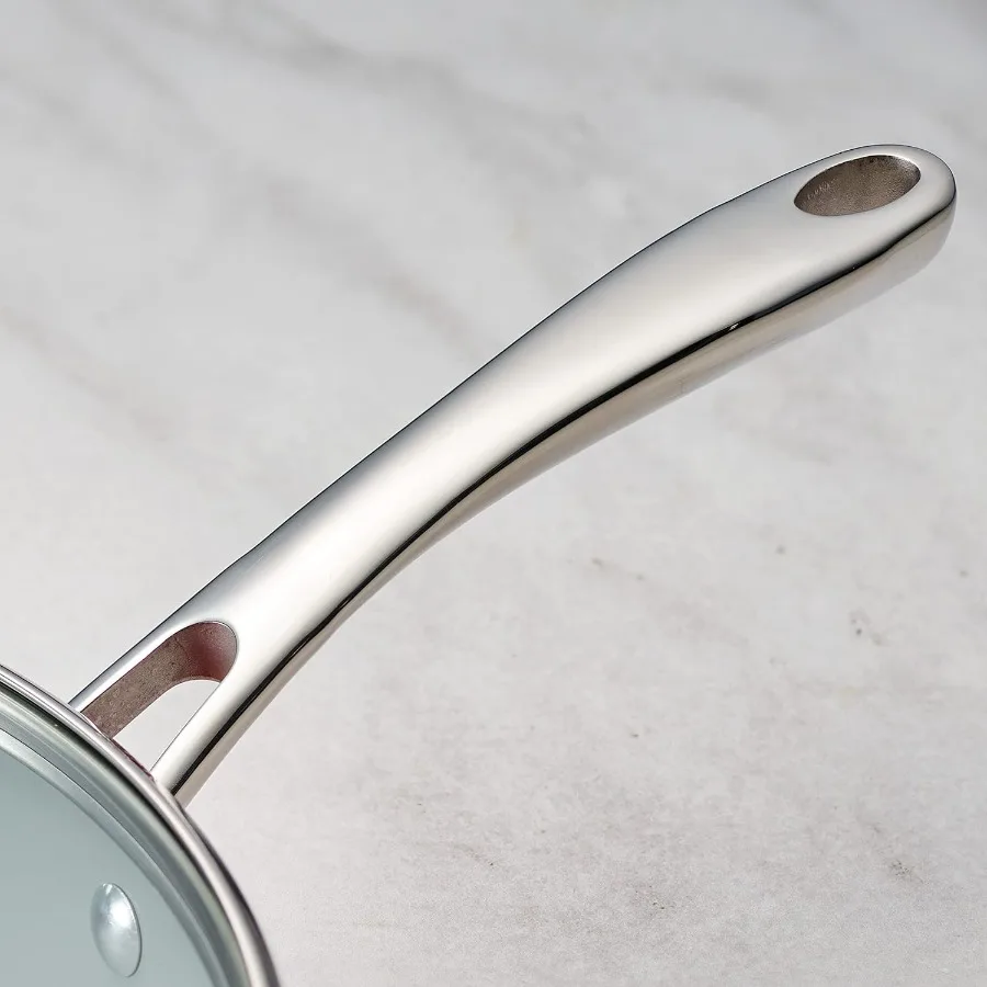 طقم أواني طهي سيراميك غير لاصقة مكون من 10 قطع مع أغطية، وأواني ألومنيوم ثقيلة المقياس ومقالي طقم مطبخ مع طلاء غير لاصق، وغسالة أطباق #3