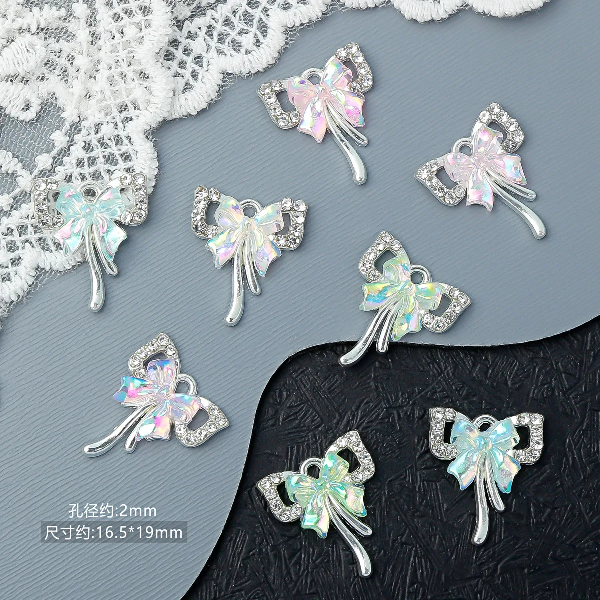 10 ชิ้น/ถุง 3D เล็บ Rhinestones ผีเสื้อสายรุ้งเล็บ Charming Maniucre เคล็ดลับ DIY อุปกรณ์เสริม