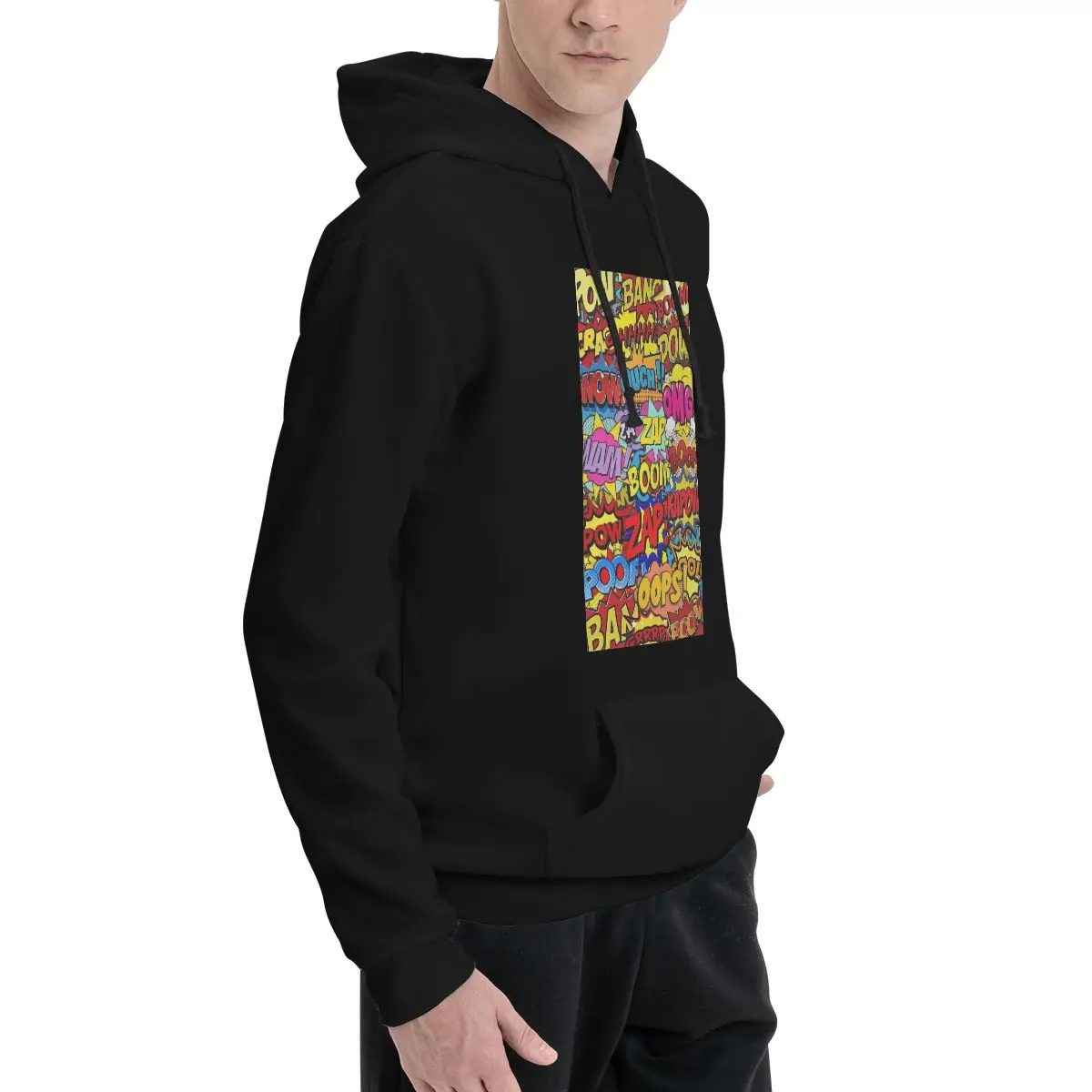American Pop Comics Explosion Sticker Hoodies Unisex Casual Pullover Sweatshirts Hip Hop Long Sleeve Streetwear Autumn Winter