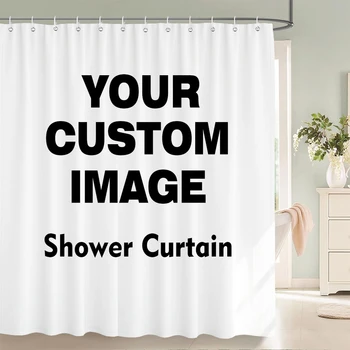 Rideau de douche en polyester imperméable à l'eau, impression 3D, photo personnalisée, décor de bain avec crochets, livraison directe