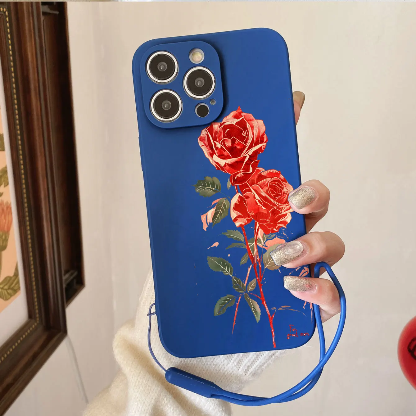 Роскошный чехол для телефона с жидким силиконовым узором «красная роза» для iPhone 17, 16, 15, 14 Plus, 13, 12, 11 Pro Max X XS XR 7 8 SE, задняя крышка Fundas