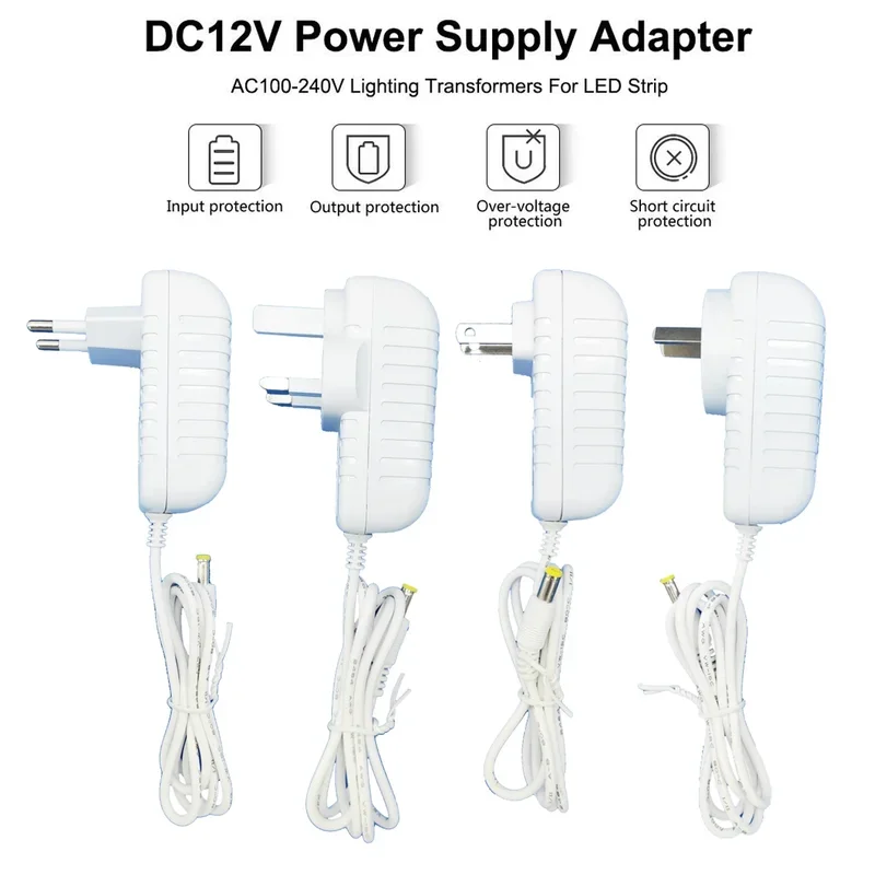 

Power Supply Adapter White EU UK US AU 3A Transformer Charger for 220V AC to 12V DC Plastic LED Driver For LED Strip Light