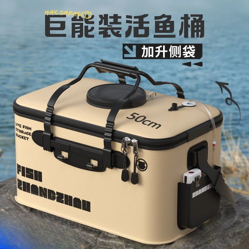 

Foldable Fishing Bucket Large Live Fish Container Portable Fishing Gear