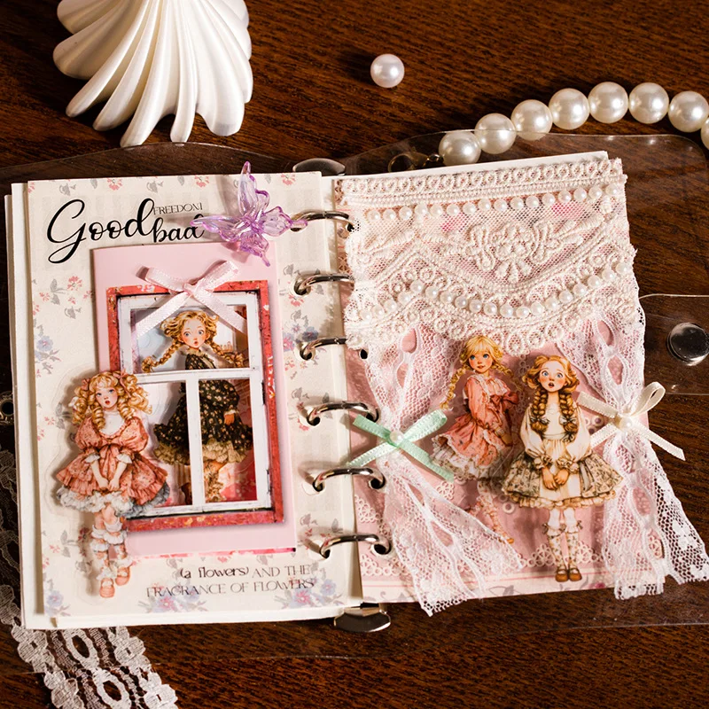 1er-Pack/2er-Pack Süße Mädchen-Serie PET-Aufkleber-Set Vintage Europäischer Stil Charaktere 4 Stile Journal-Zubehör Aufkleber