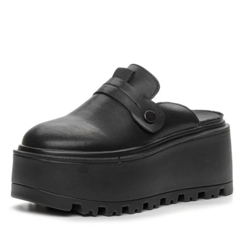 

Высококачественные тапочки на платформе из натуральной кожи 8 см, 2024, женская летняя обувь, сандалии на танкетке, шлепанцы, кроссовки, тапочки без шнуровки