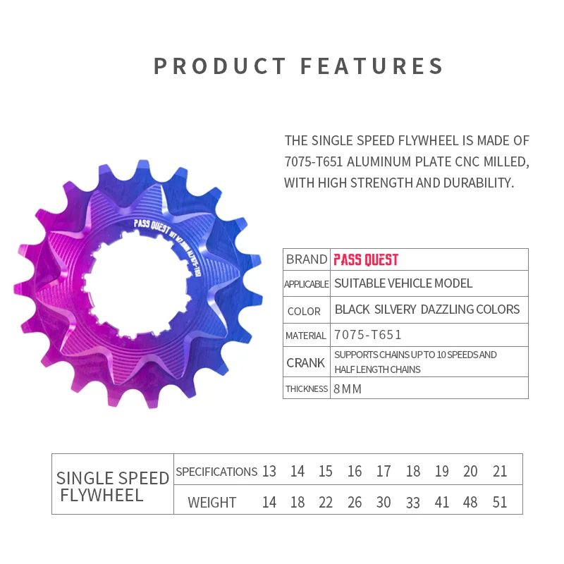 PASS QUEST Single speed Flywheel freewheel spacer For shimano8/9/10speed Soil Slope Bicycle Sstreet Climbing Bicycle Colorful