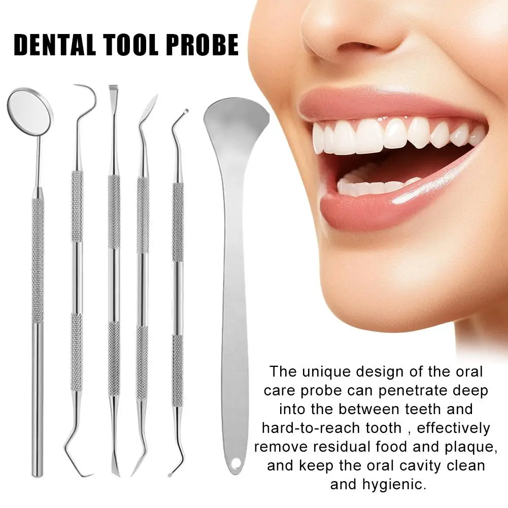 1pcs Dental Tool Stainless Steel Dental Tool Probe Calculus Plaque And Care Oral Remover Mirror Dental T6G8