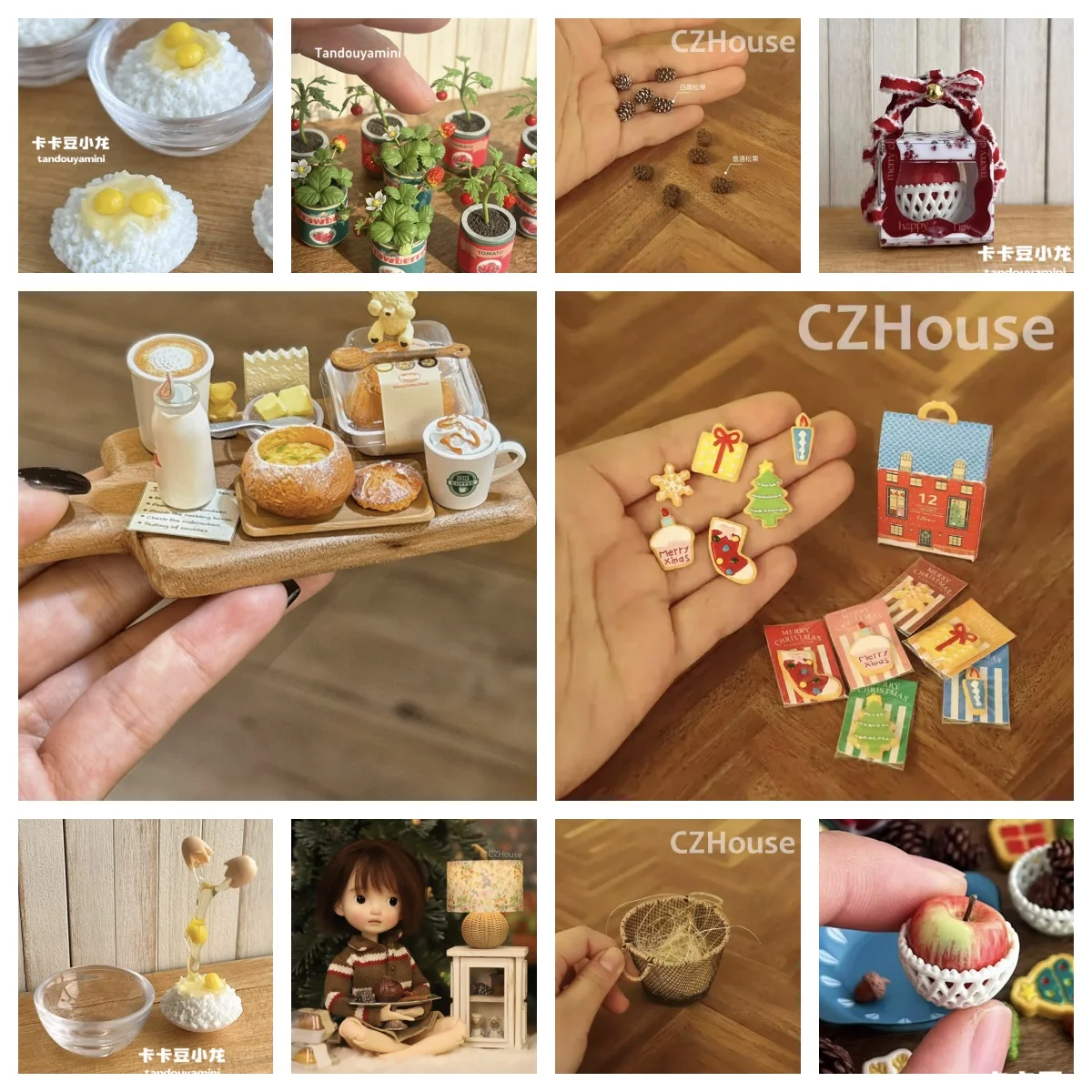 

Fast Shipping Miniature Christmas Gift Set Dollhouse Frosting Cooky Gift Box with Metal Basket Ready to Ship Holiday Decoration