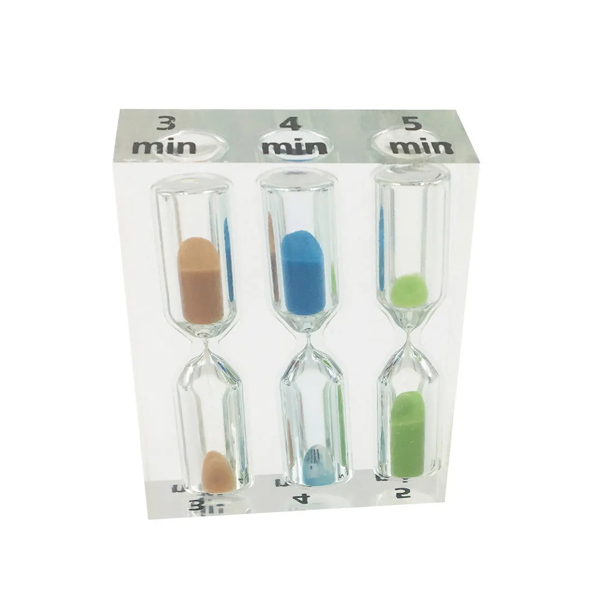 3Pcs Sand Hourglass Crystal Set Yellow 3Min Blue 4Min Green 5Min Ideal for Kitchen Exercise Brushing Teeth Sand Clock