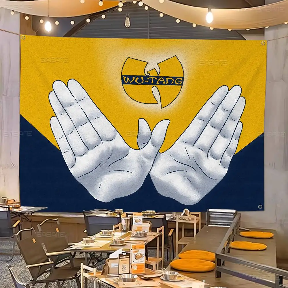 Hip Hop Group Wu Tang Banner Art Printing Japanese Wall Flag Anime Wall Hanging Home Decor