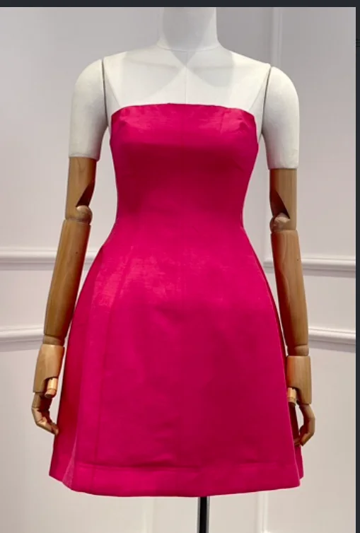 Top Quality 2025 New Arrivals Elegant Woman Sling Mini Dress Violet Purple Backless Flowers Appliqued Folds Summer Dresses