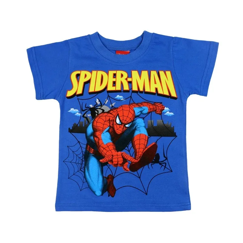 2024 New Boy T-shirt Summer Short-sleeved Children\'s Cotton Baby kids Clothes Spiderman McQueen Fashion 3-14 Years Old