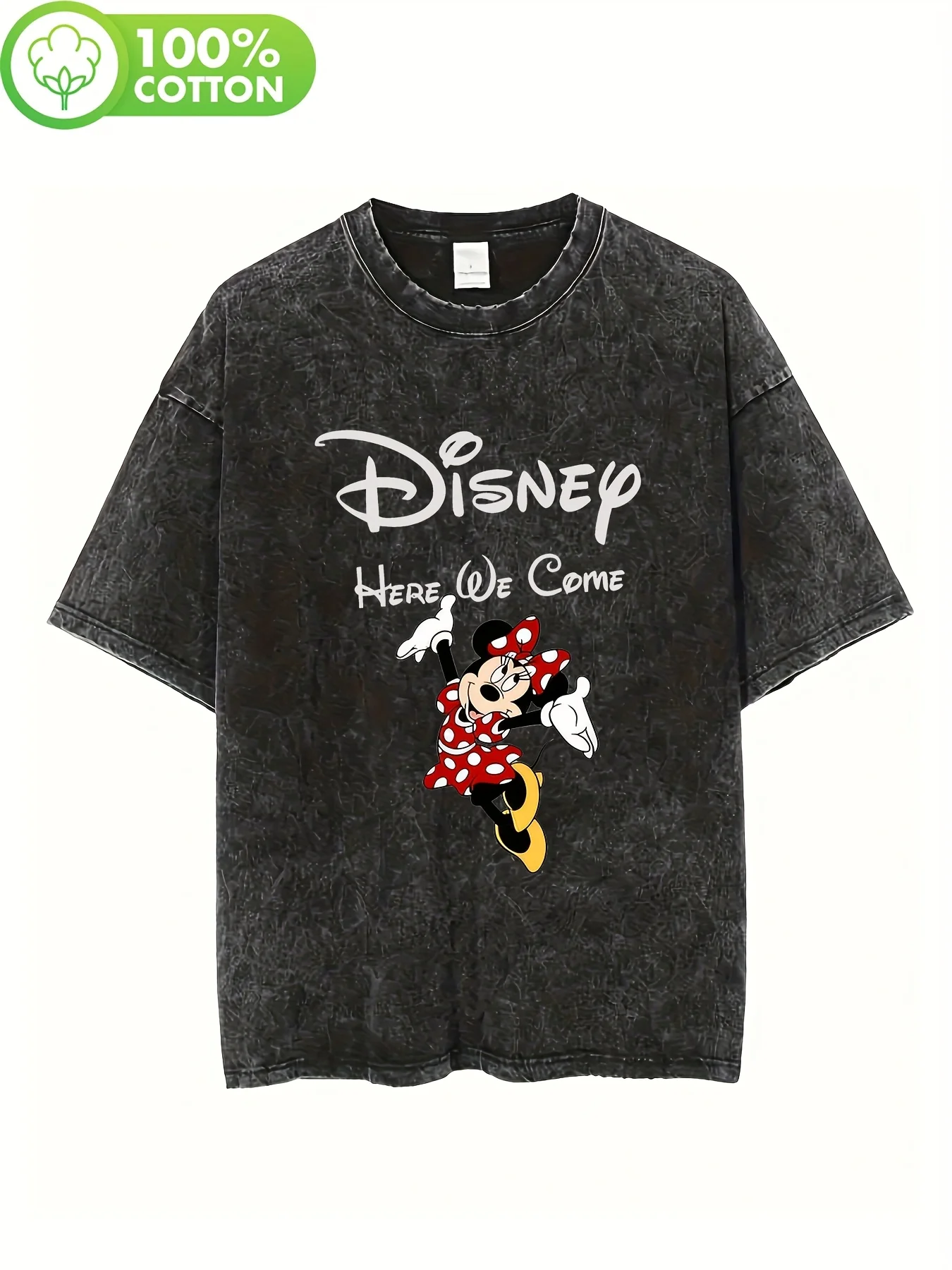 

Футболка с рисунком Минни Диснея — черная широкая стираная рубашка в стиле ретро для весны, лета, осени и зимы, повседневная рубашка с героями мультфильмов