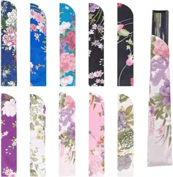 10 Pcs 10 Colors Silk Folding Chinese Hand Fan Bags Chinese Hand Fan Proctect Pouch Japanese Hand Fan Cover Silk Pouches