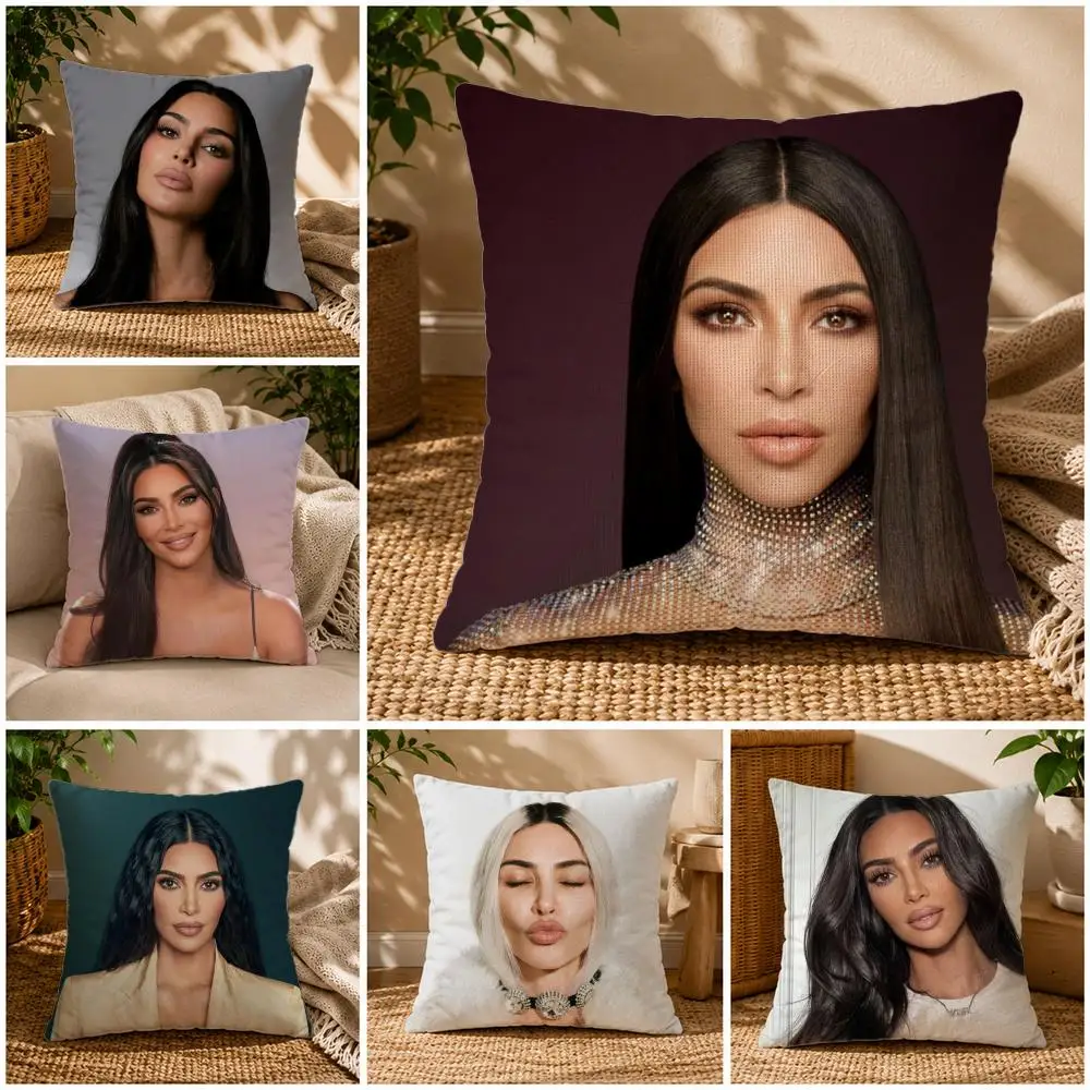 Celebrity-Kim KardashianS Cushion Cover Soft Short Plush Zippered Cushion Covers 40/45/50cm Square Decor for Sofa Home