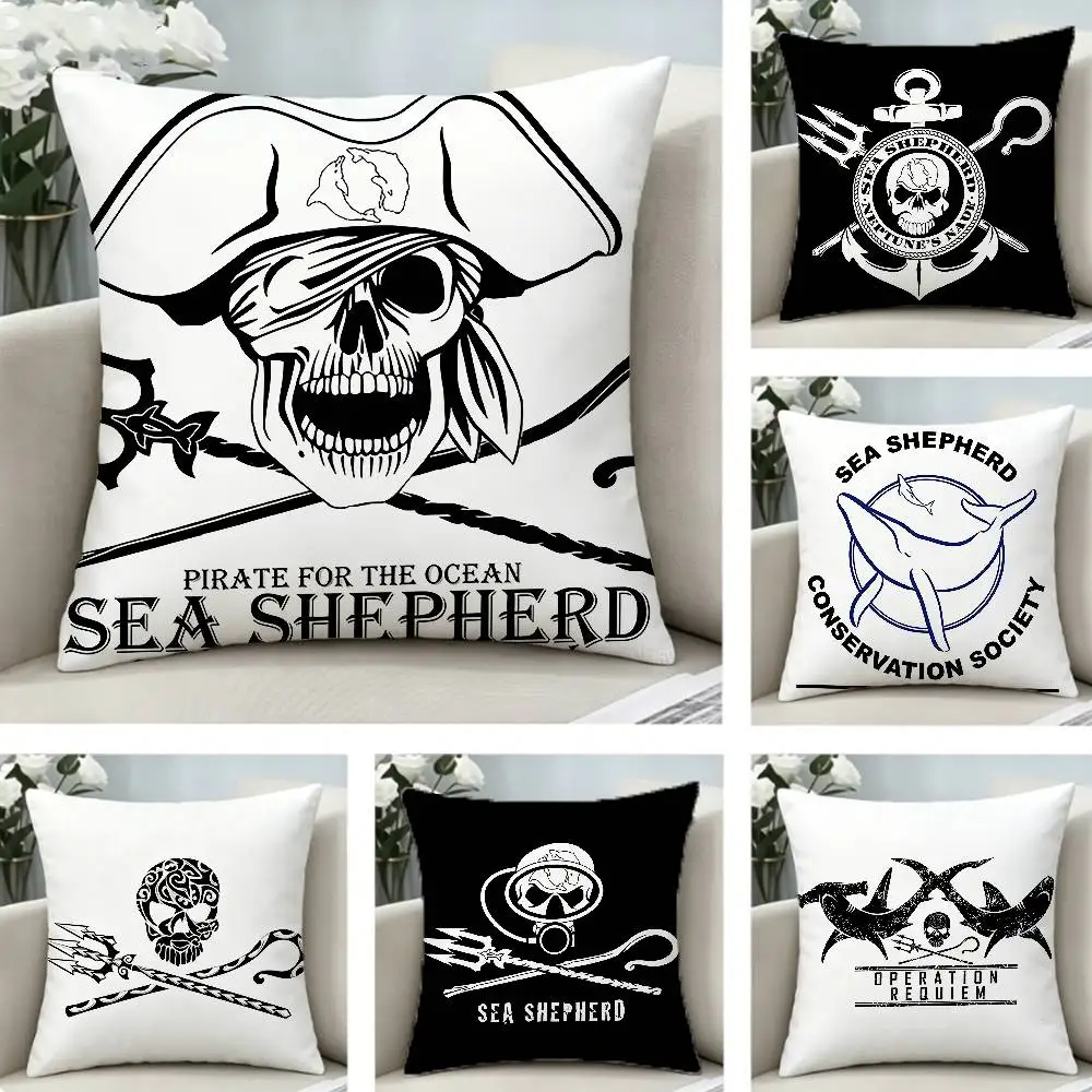 

S-Sea S-Shepherd Conservation Society Pillow Case Pattern Printed Pillowcase For Living Room Sofa Cushion Cover