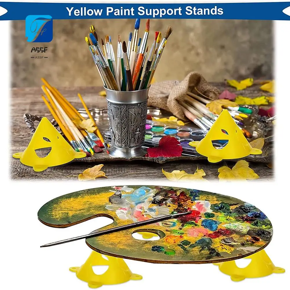 A55F-50 PCS Yellow Cone Canvas And Cabinet Door Risers, 3.5Inch X 2Inch Pyramid Stands, Acrylic Painting Support Stands