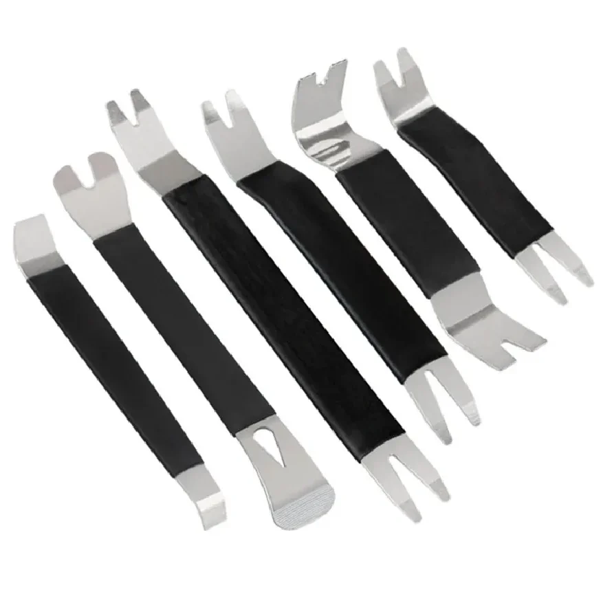 

6-Piece Auto Disassembly Tool Kit, Rubber Sleeve Steel Pry Bar Set for Car Door Panel, Window, Sound Insulation and Navigation