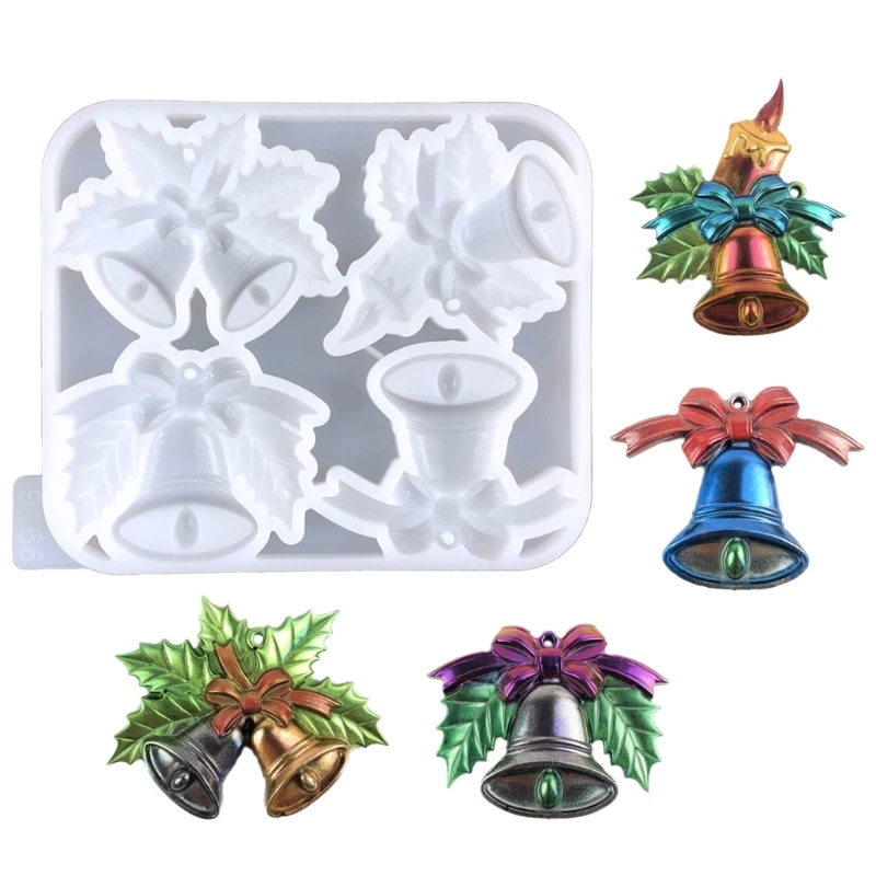 

Christmas Combination Bells Keychain Silicone Mold with Hole for Pendant Handmade Molds Perfect Christmas Day Gift