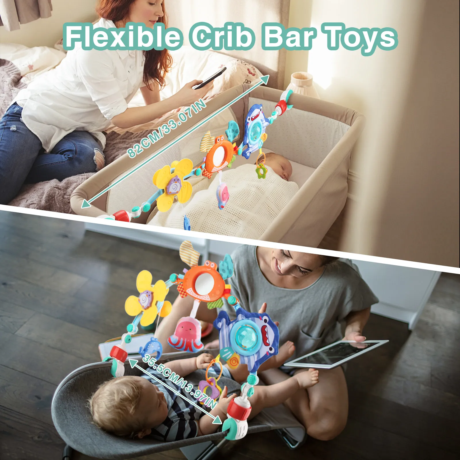 Kinderwagen Bogen Spielzeug Türsteher Spielzeug Kinderwagen Aktivität Bogen Spielzeug Feinmotorik Spielzeug sensorische Entwicklung Baby Auto s – Detail 9
