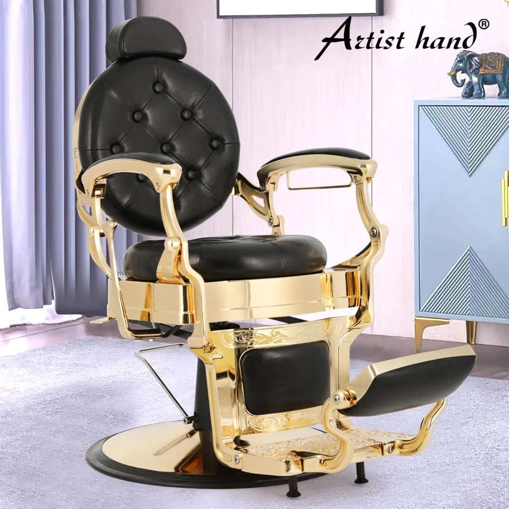 

Barber Chair Vintage Salon Chair Hydraulic Recline Beauty Spa Styling Equipment Rounded Cushioning,Heavy Duty Barber Chairs