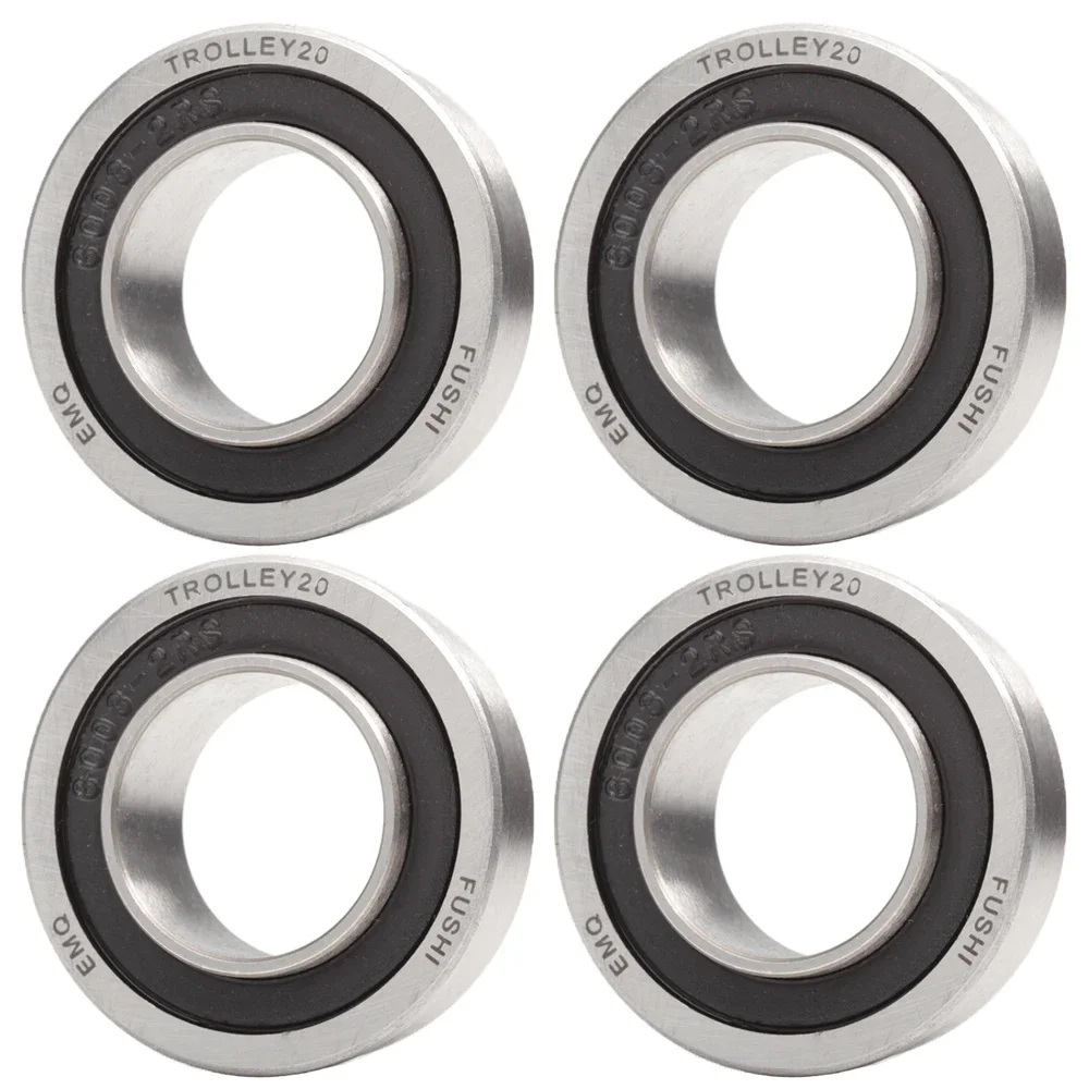 F6003 Wheelbarrow Bearing Set - 20x35x11mm (4 PCS) - Garden Trolley, Cart, Truck - Flange Ball Bearings