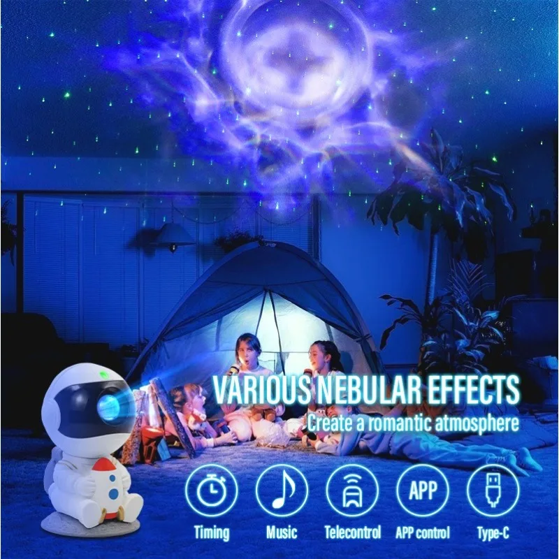 Galaxy Starry Sky Projection Light with Remote Control USB Plug in Astronaut Atmosphere Light Living Room Bedroom Night Light