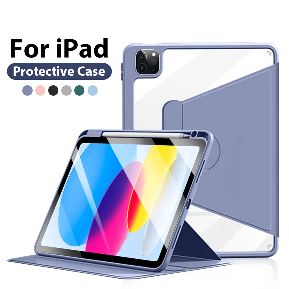 

Чехол для Ipad A16 10 9 9-го 10-го поколения Air 11 5 4 M3 M2 Pro 11th 13 M4 12.9 Mini 7 6 A17 2025 360 ° Вращающаяся защитная крышка