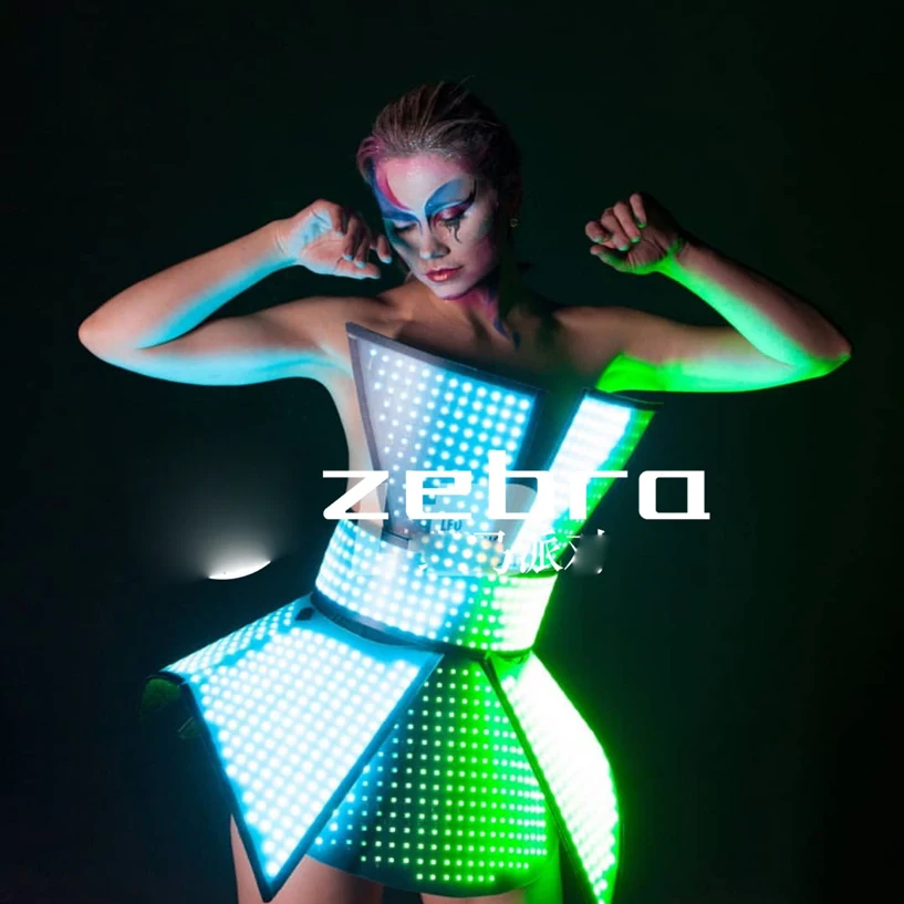 Custmoized Programmable LED luminous performance clothing  led dress nightclub gogo technology show