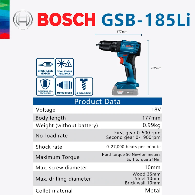 Bosch 18V Series Electric Drill Household Cordless Hand Drill Brushless Electric Screwdriver Bosch Professional Power Tool