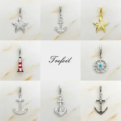 Charms Pendant Lighthouse Compass Anchor Ocean Star  925 Sterling Silver New Fashion Jewelry Fit Bracelets Gift For Women Men